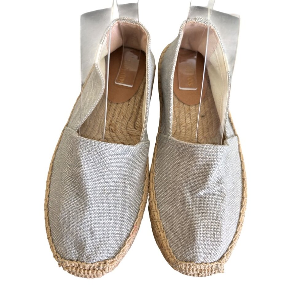 Soludos Womens Espadrille Flats Canvas Slip-On Shoes Light Gray Size 7